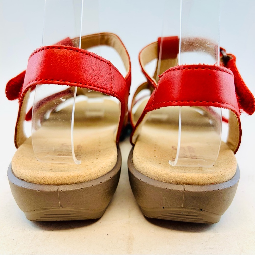Hotter Concept Red Leather Sol Adjustable Straps Flat Sandals size 8.5 EU 40 - Picture 9 of 12
